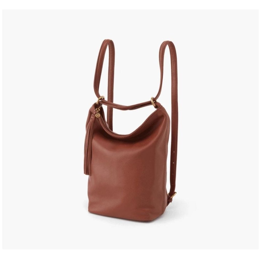 HOBO River Blaze Leather Medium Toffee Brown Convertible Backpack Bag
